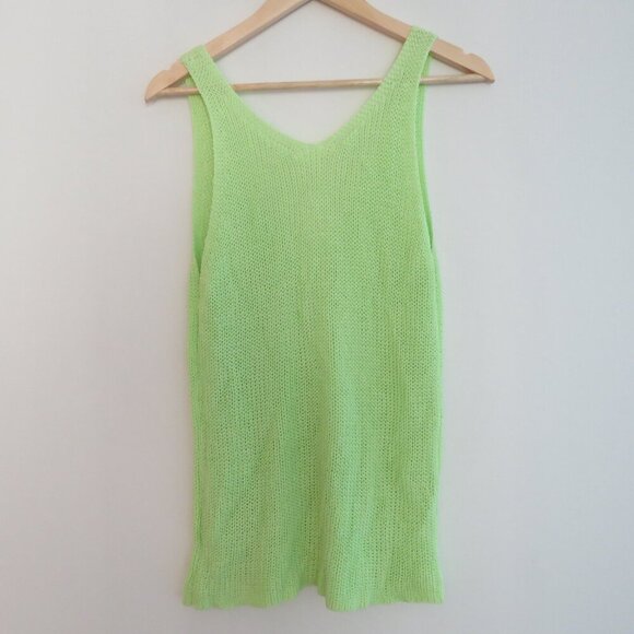 NEWBURY KUSTOM Lime Green Knit Cami Sleeveless Top Festival Summer - Size XL - Picture 10 of 12